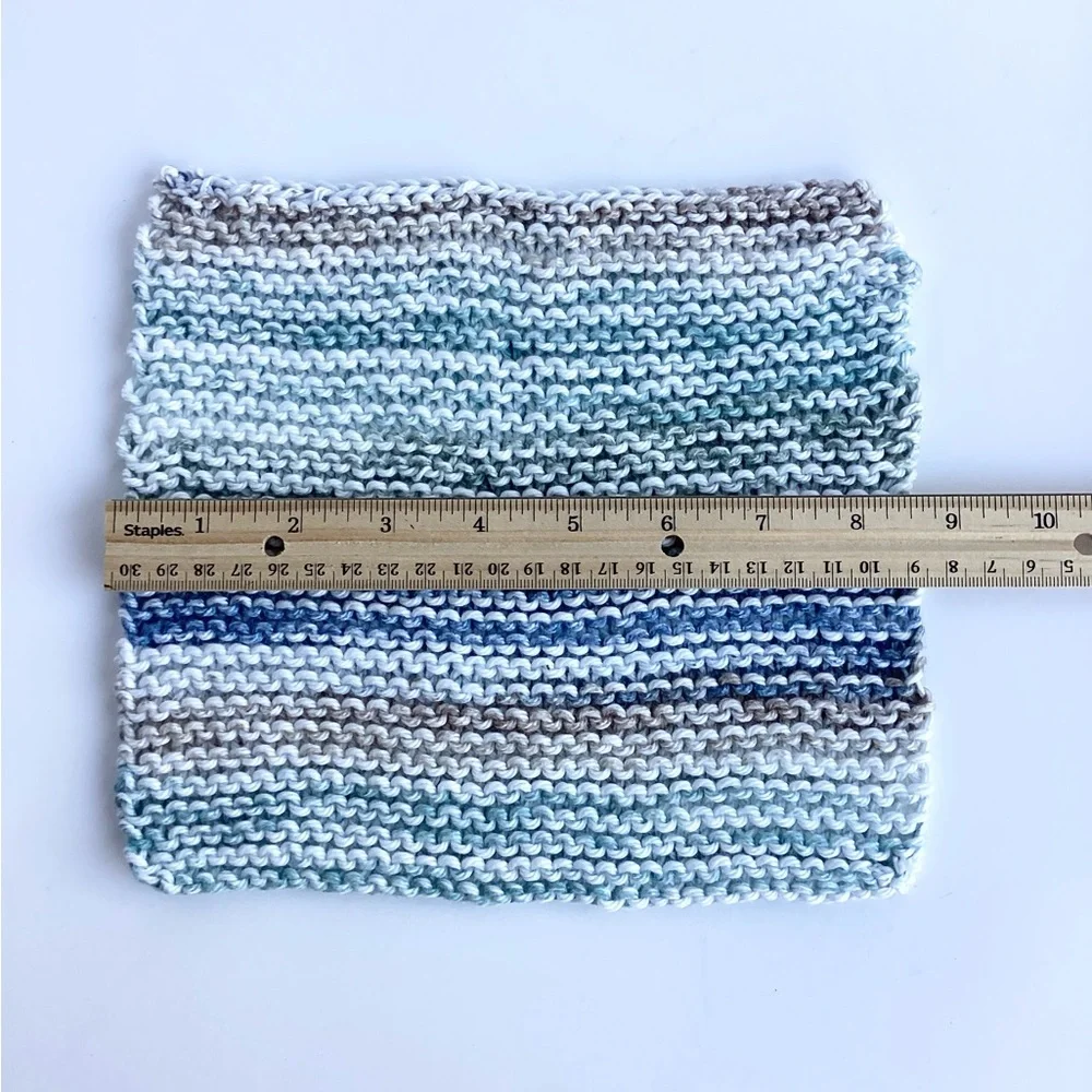 Baby Bib Set Washcloth Hand Crafted Green Cotton Knit Floral
